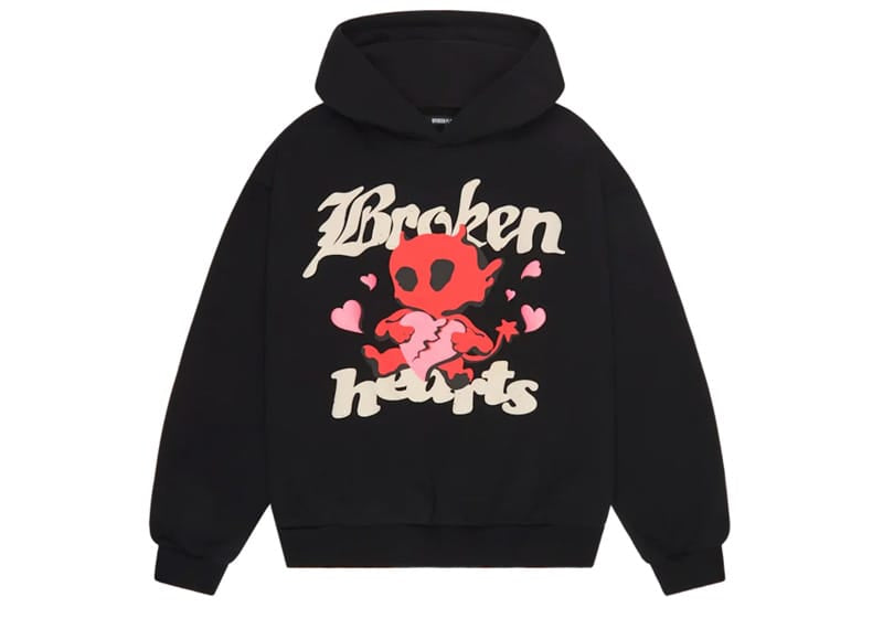 Broken Planet Market Broken Hearts Hoodie Midnight Black
