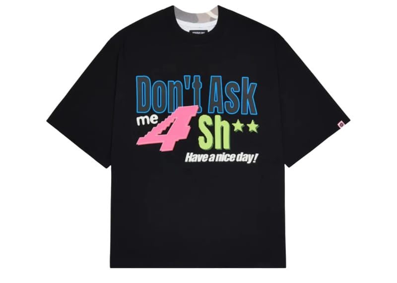Broken Planet Market Don’t Ask Me Split Tee Midnight Black/Snow Camo