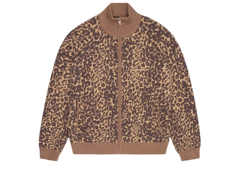 Broken Planet Market Knit Zip Up Jacket Star Cheetah