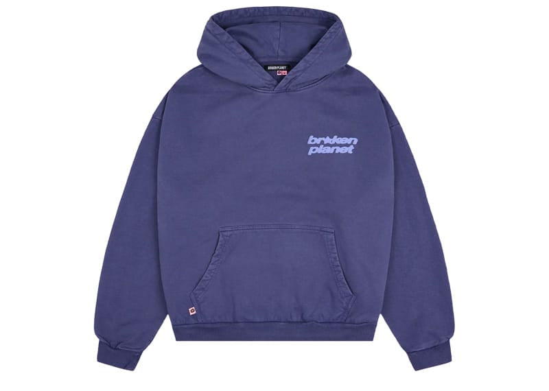 Broken Planet Market Star Logo Hoodie Washed Navy Blue