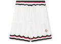 Casablanca Chevron Faux Crochet Shorts White