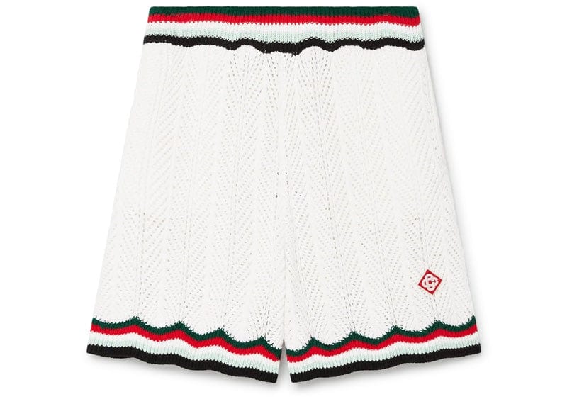 Casablanca Chevron Faux Crochet Shorts White