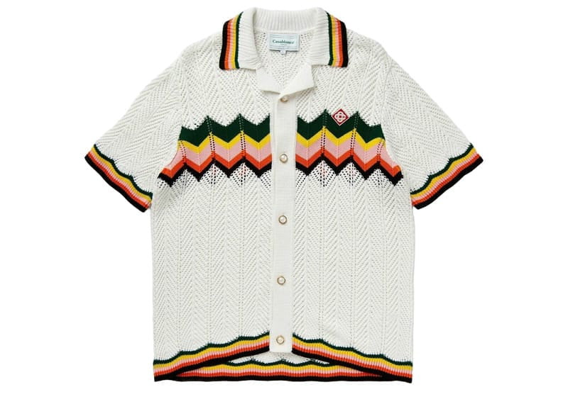 Casablanca Chevron Lace Shirt White Shortsleeves