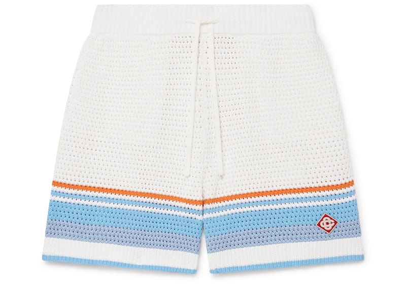 Casablanca Cotton Crochet Tennis Shorts White/Blue