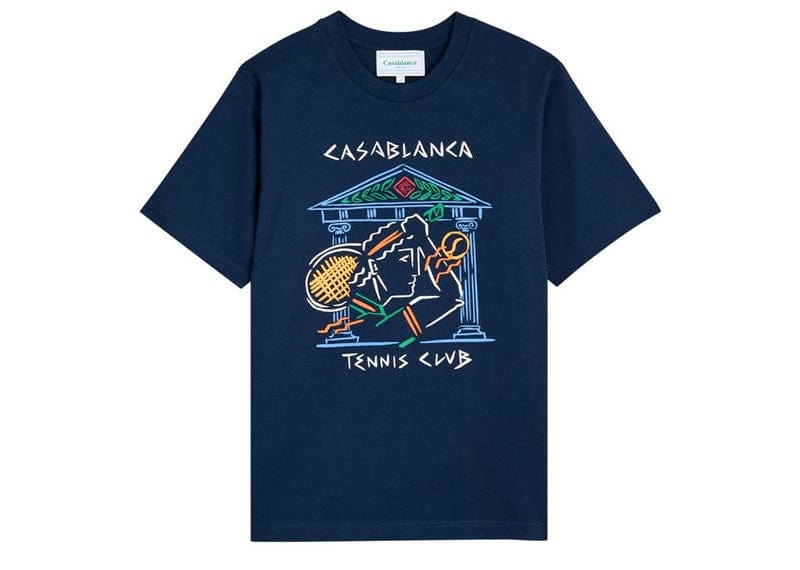 Casablanca Crayon Temple Tennis Club Screen Printed Tee Navy