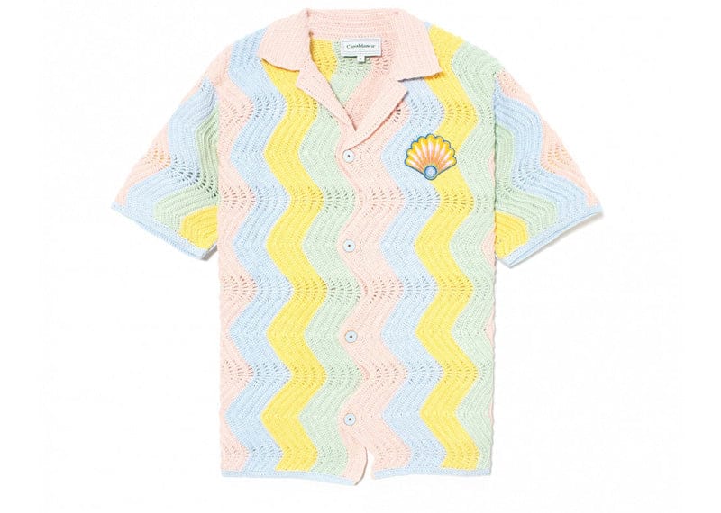 Casablanca Crochet Knit Shirt Casa Wave Shell Multicolor