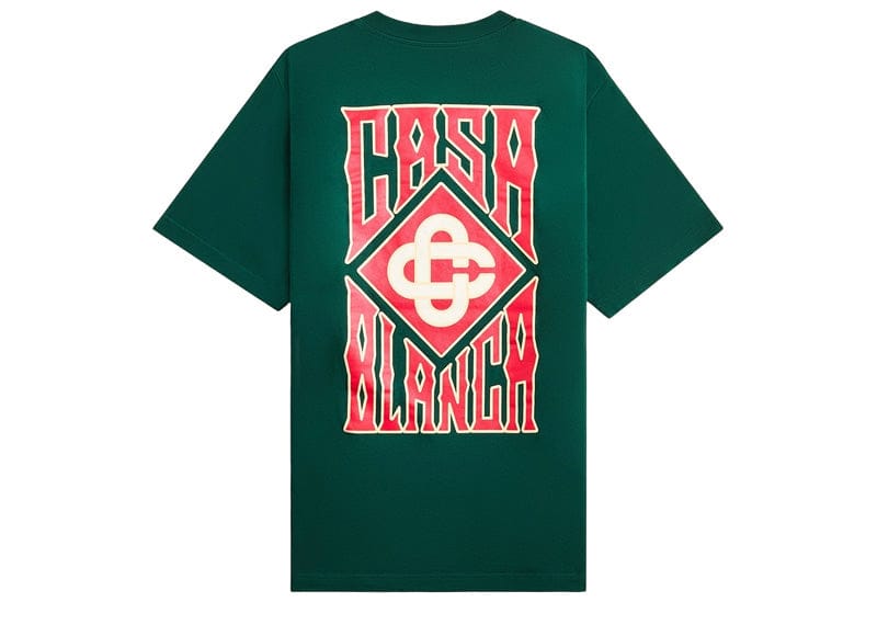 Casablanca Gothic Stacked Logo Screen Printed T-Shirt Green