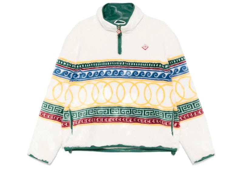 Casablanca Jacquard Faux Fur Pullover Jacket Multicolour