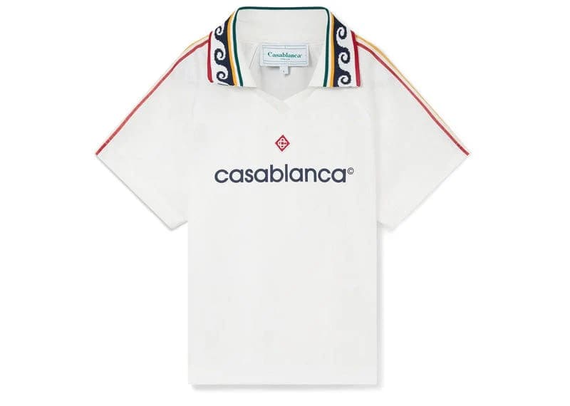 Casablanca Jacquard Monogram Women's Short Sleeve Football Shirt Bright White