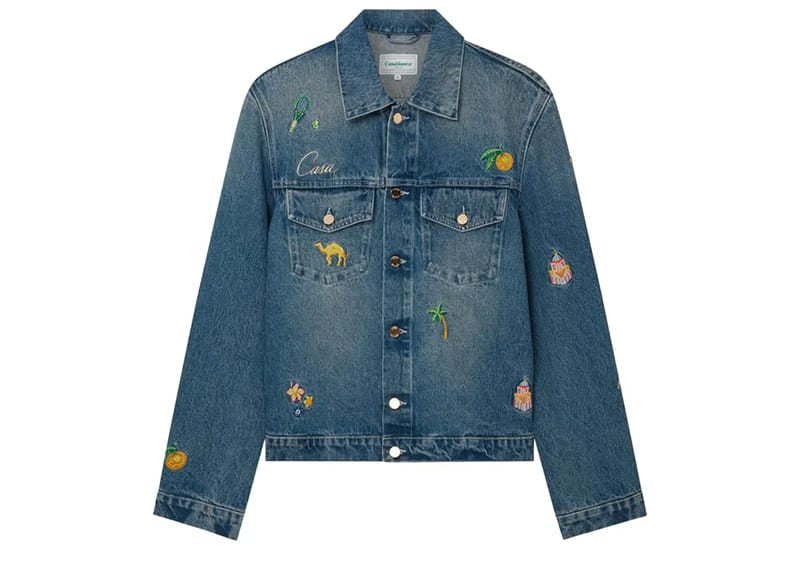 Casablanca Motif Denim Jacket Stone Wash