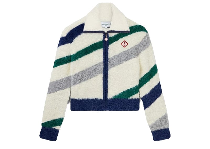Casablanca Striped Fluffy Zip Up Jumper Multicolor