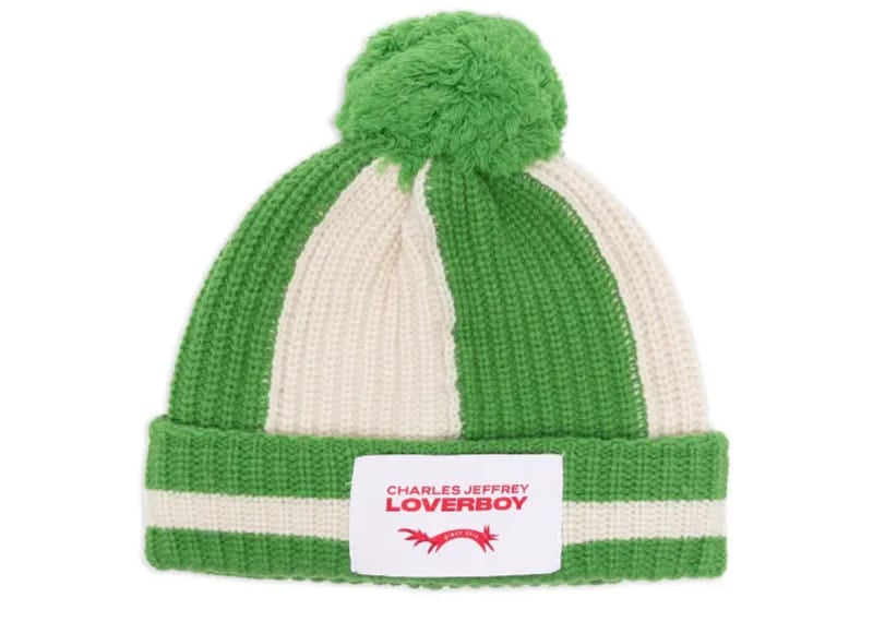 Charles Jeffrey Loverboy Pompom Beanie Green/Off White