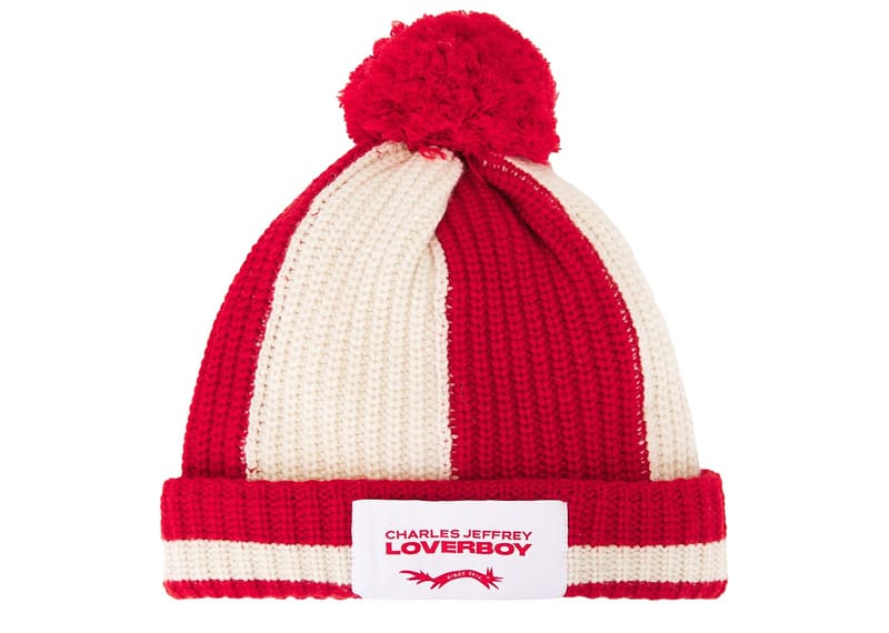 Charles Jeffrey Loverboy Pompom Beanie Red/Off White