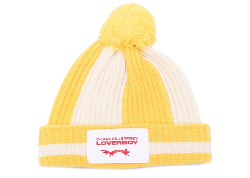 Charles Jeffrey Loverboy Pompom Beanie Yellow/Off White