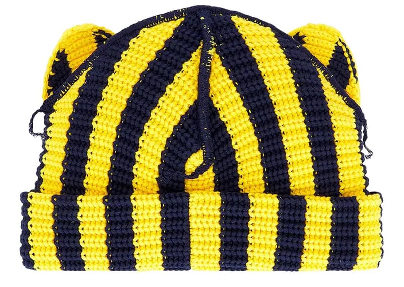 Charles Jeffrey Loverboy Striped Chunky Ears Beanie Yellow/Navy