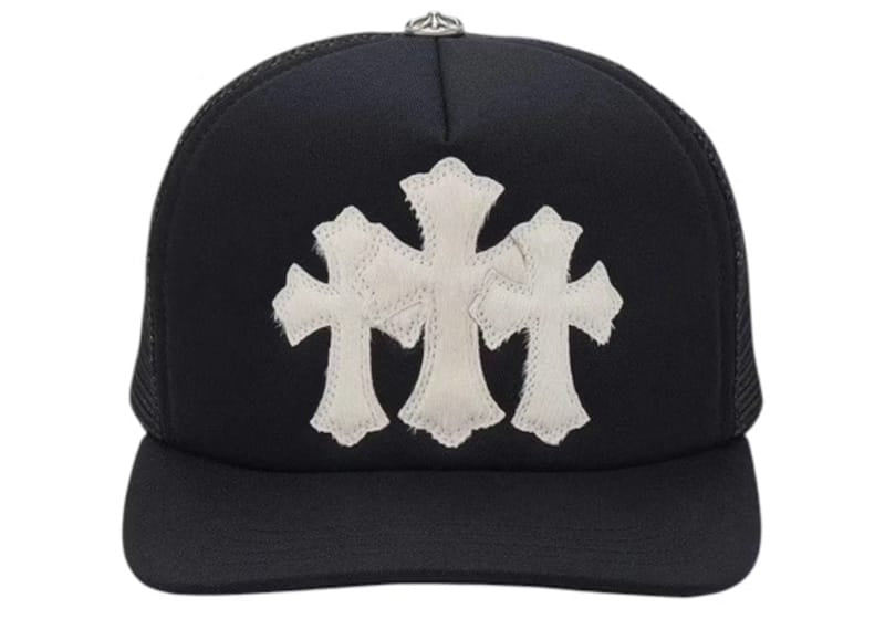 Chrome Hearts White Cemetery Cross CH Mohair Trucker Hat