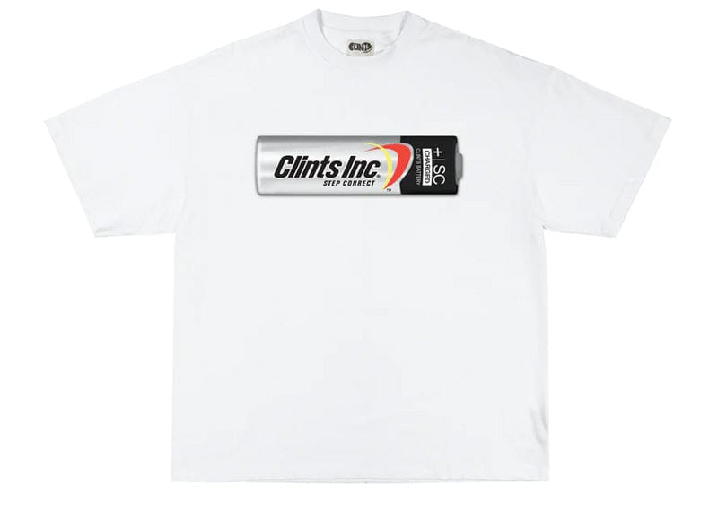 Clints Battery Tee White