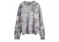 Cole Buxton Distressed Cotton Knit Sweater Charcoal Tie Dye