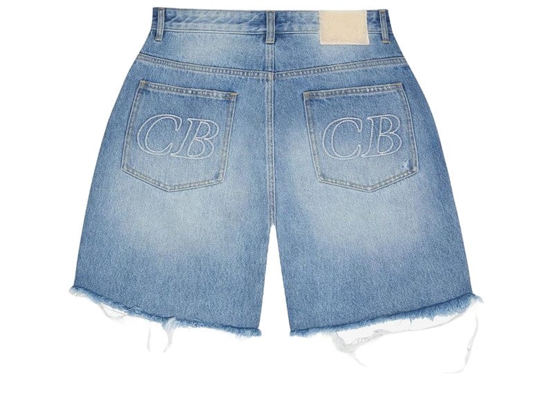 Cole Buxton Distressed Denim Shorts Blue