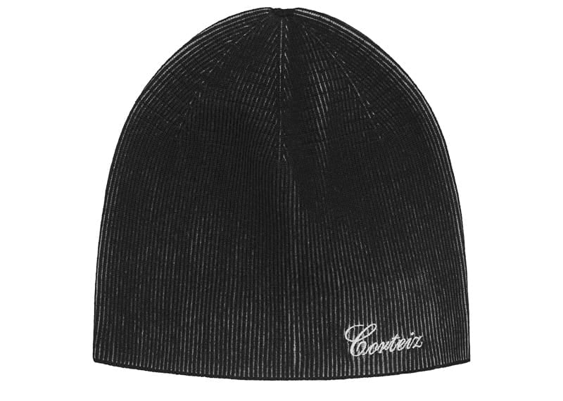 Corteiz 2 Tone Ribbed Knit Beanie Black