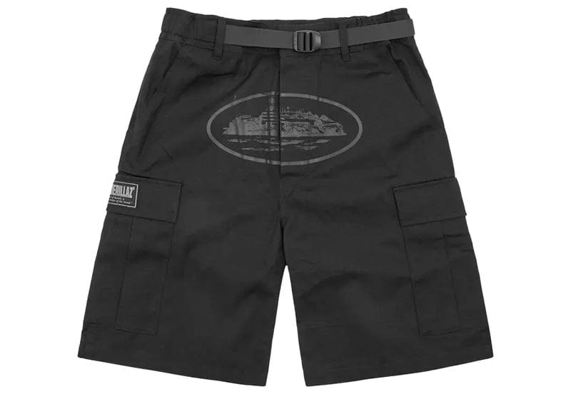 Corteiz Alcatraz Cargo Shorts Triple Black