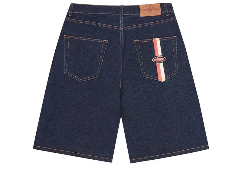 Corteiz Dual Stripe Denim Short Washed Indigo