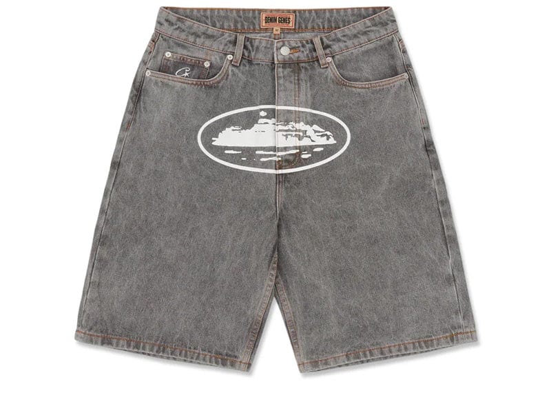 Corteiz Island Denim Shorts Light Grey