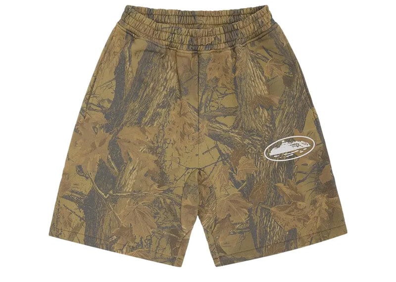Corteiz Island Puff Print Sweatshort Forest Camo