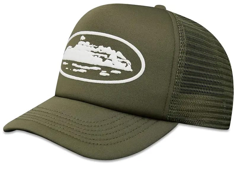 Corteiz Island Puff Print Trucker Hat Olive