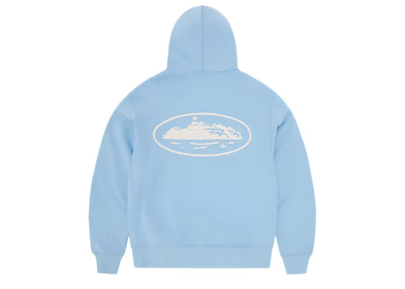 Corteiz Island Puff Print Zip Hoodie Baby Blue