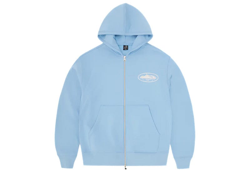 Corteiz Island Puff Print Zip Hoodie Baby Blue