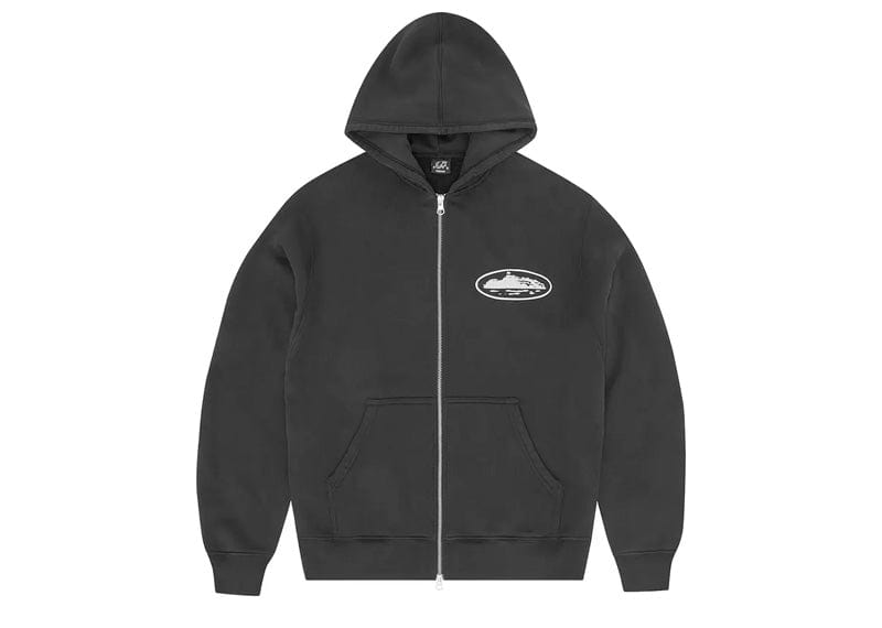Corteiz Island Puff Print Zip Hoodie Black