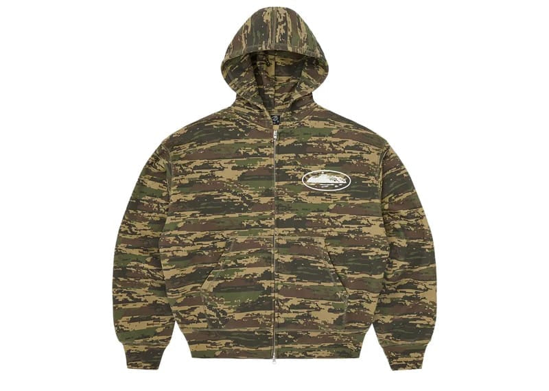 Corteiz Island Puff Print Zip Hoodie Digi Camo