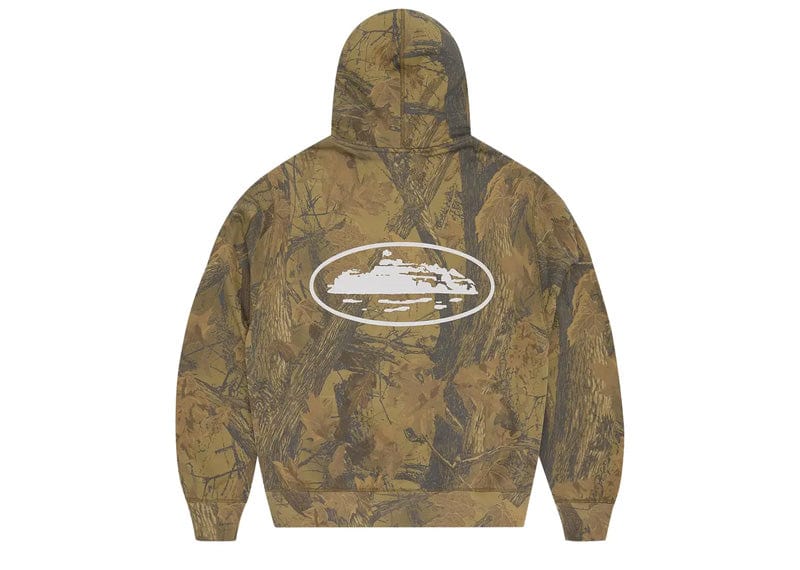 Corteiz Island Puff Print Zip Hoodie Forest Camo