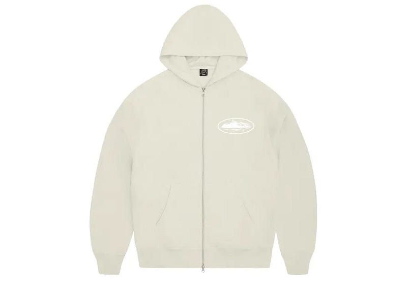 Corteiz Island Puff Print Zip Hoodie Off White