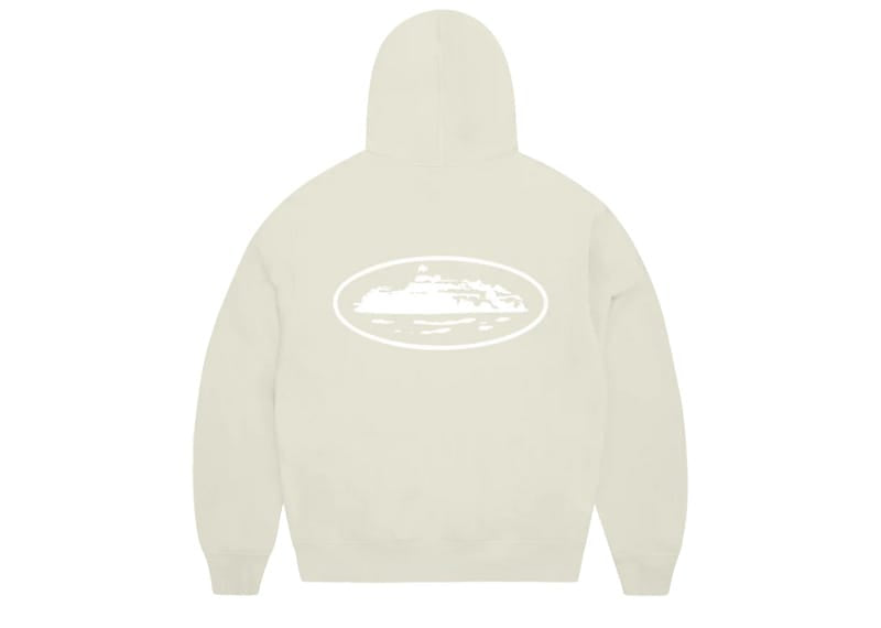 Corteiz Island Puff Print Zip Up Hoodie Off White