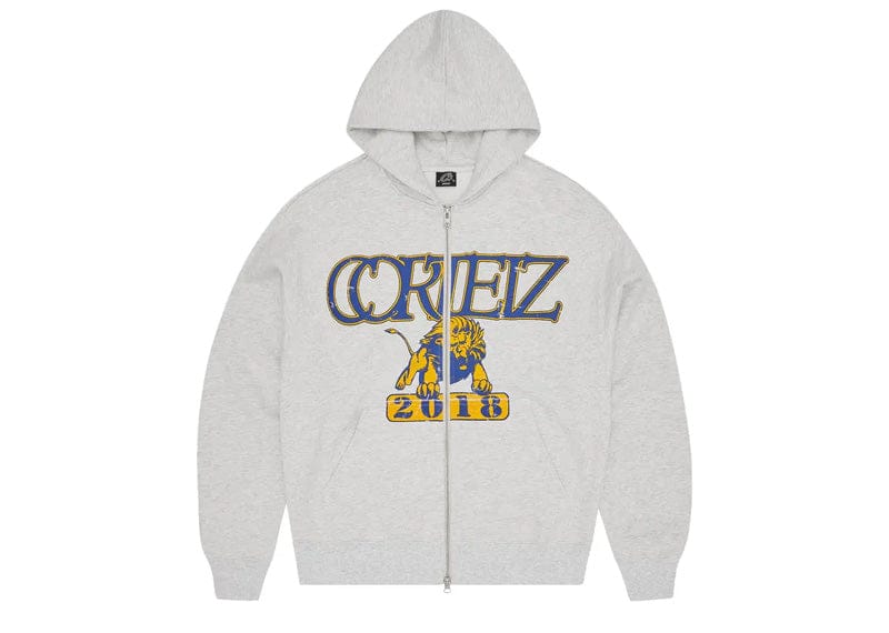 Corteiz Lion Boxy Zip Hoodie Light Heather