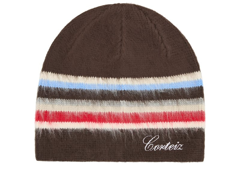 Corteiz Multi Stripe Knit Beanie Brown
