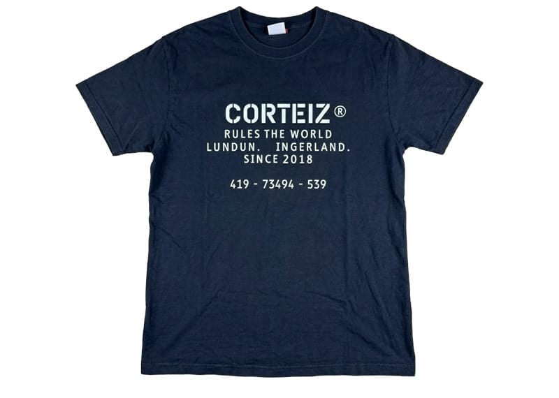 Corteiz Rules the World Stencil Tee Navy