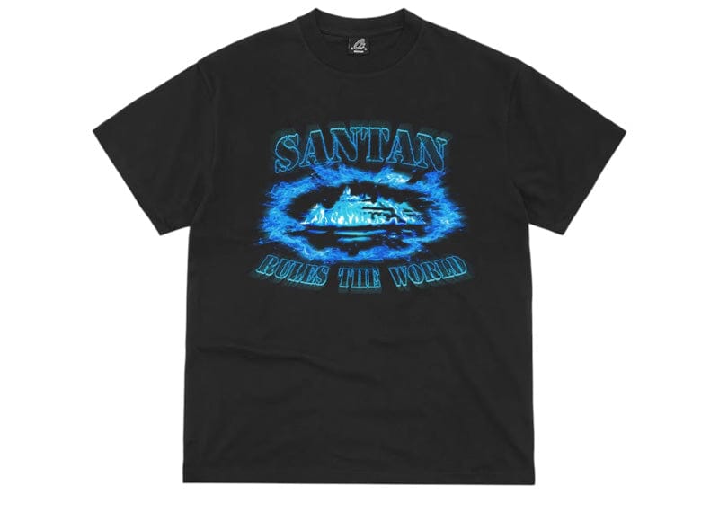 Corteiz Santan Alcatraz Tee Black/Blue Flame