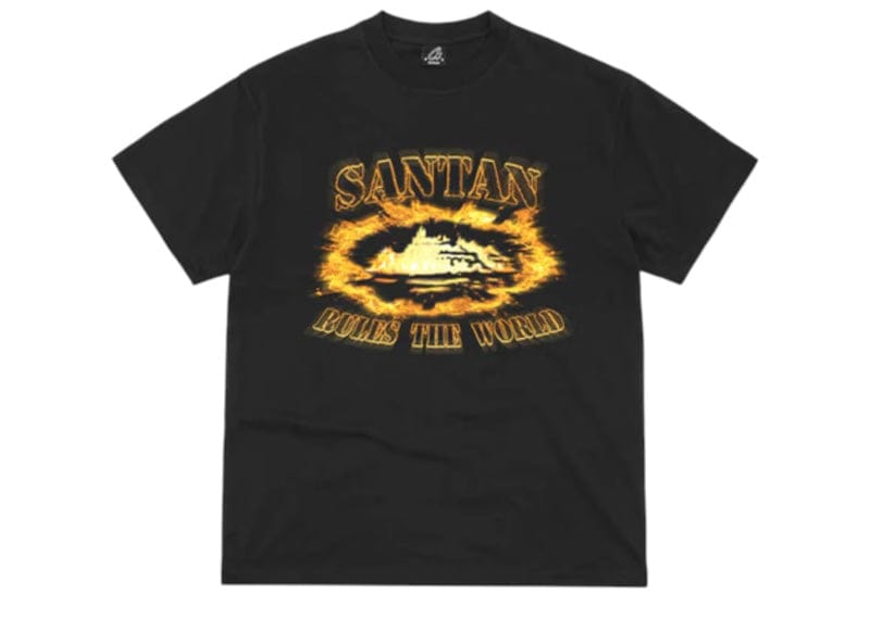 Corteiz Santan Alcatraz Tee Black/Orange Flame