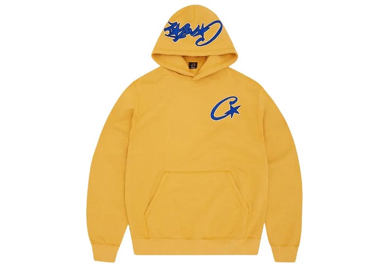 Corteiz Satin C Star Appliqué Hoodie Mustard