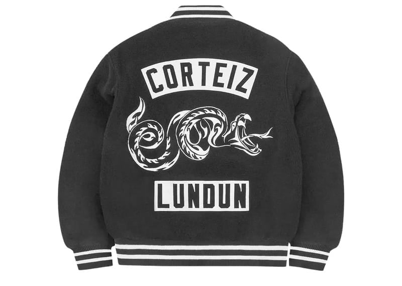 Corteiz Snake Wool Varsity Jacket Black