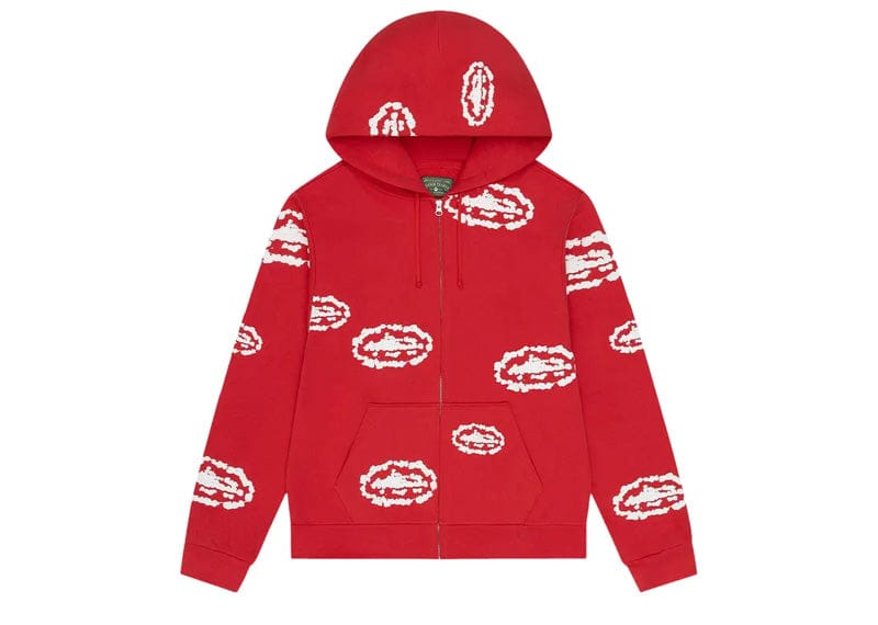 Corteiz x Denim Tears Island Wreath Zip Hoodie Red