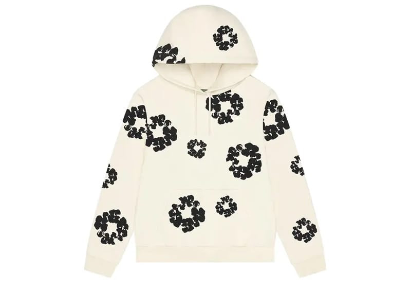 Denim Tears Black Cotton Wreath Hoodie Oatmeal