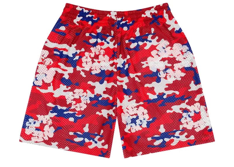 Denim Tears Camo Cotton Wreath Mesh Shorts Red