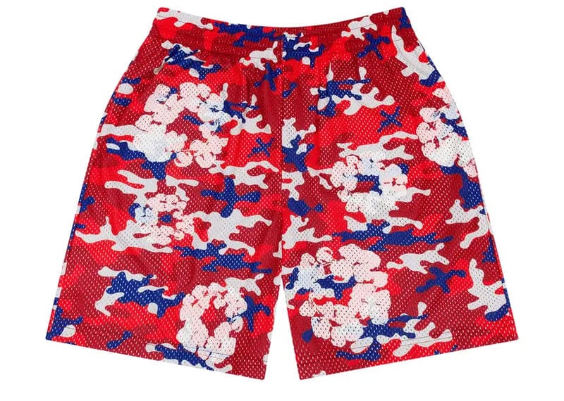 Denim Tears Camo Cotton Wreath Mesh Shorts Red