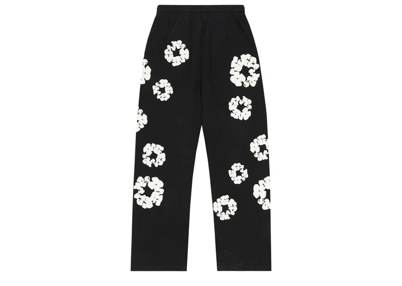 Denim Tears Cotton Wreath Open Hem Sweatpants Black