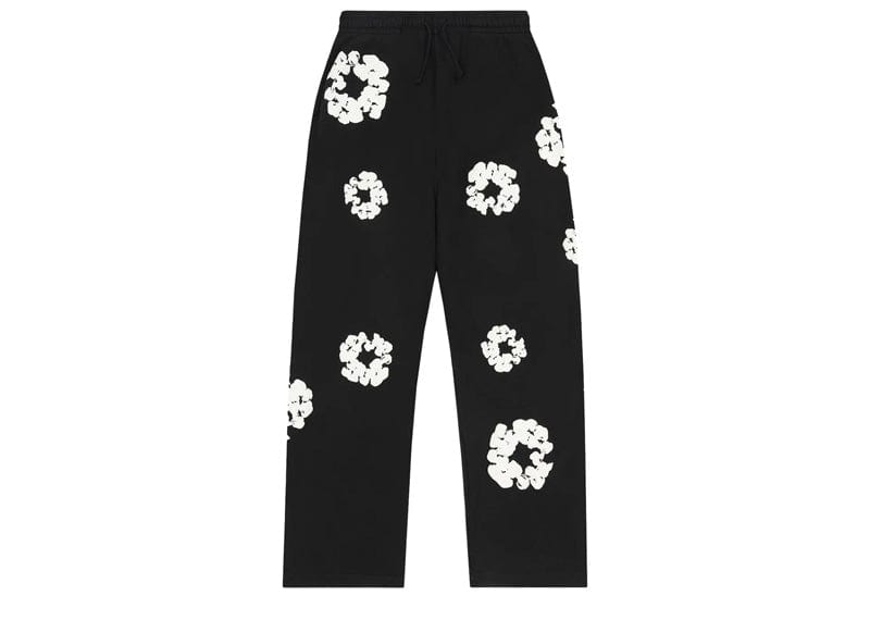 Denim Tears Cotton Wreath Open Hem Sweatpants Black