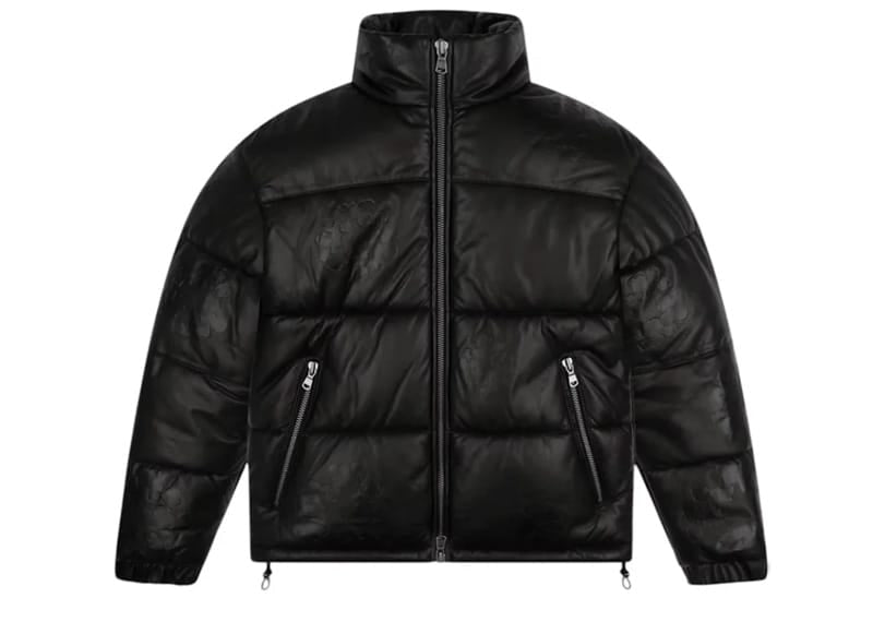 Denim Tears Embossed Leather Wreath Puffer Black